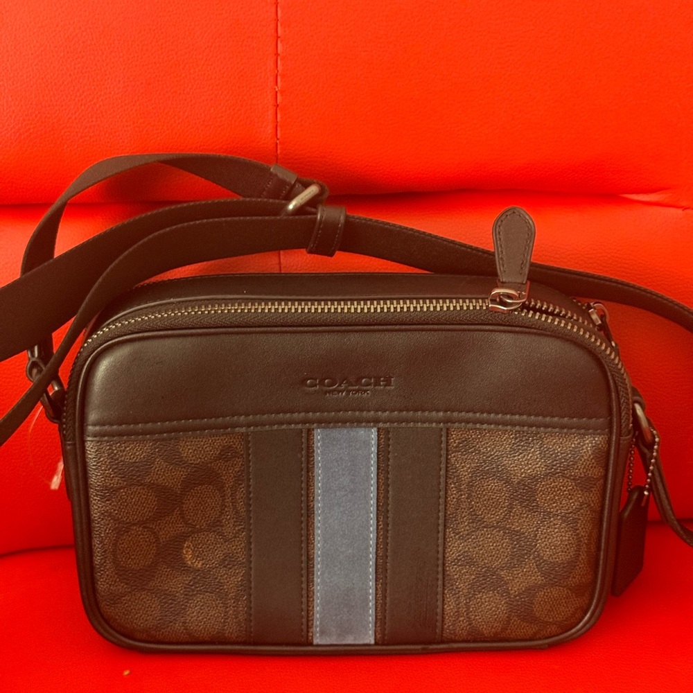 Coach Brown and Blue Belt Bag